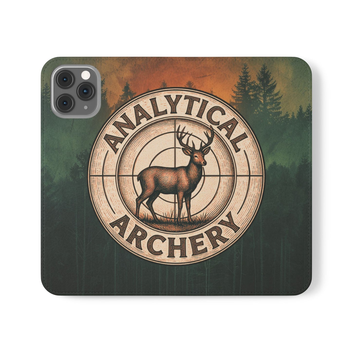 Analytical Archery Deer Phone Flip Case — Hunting Rustic Wallet Cover