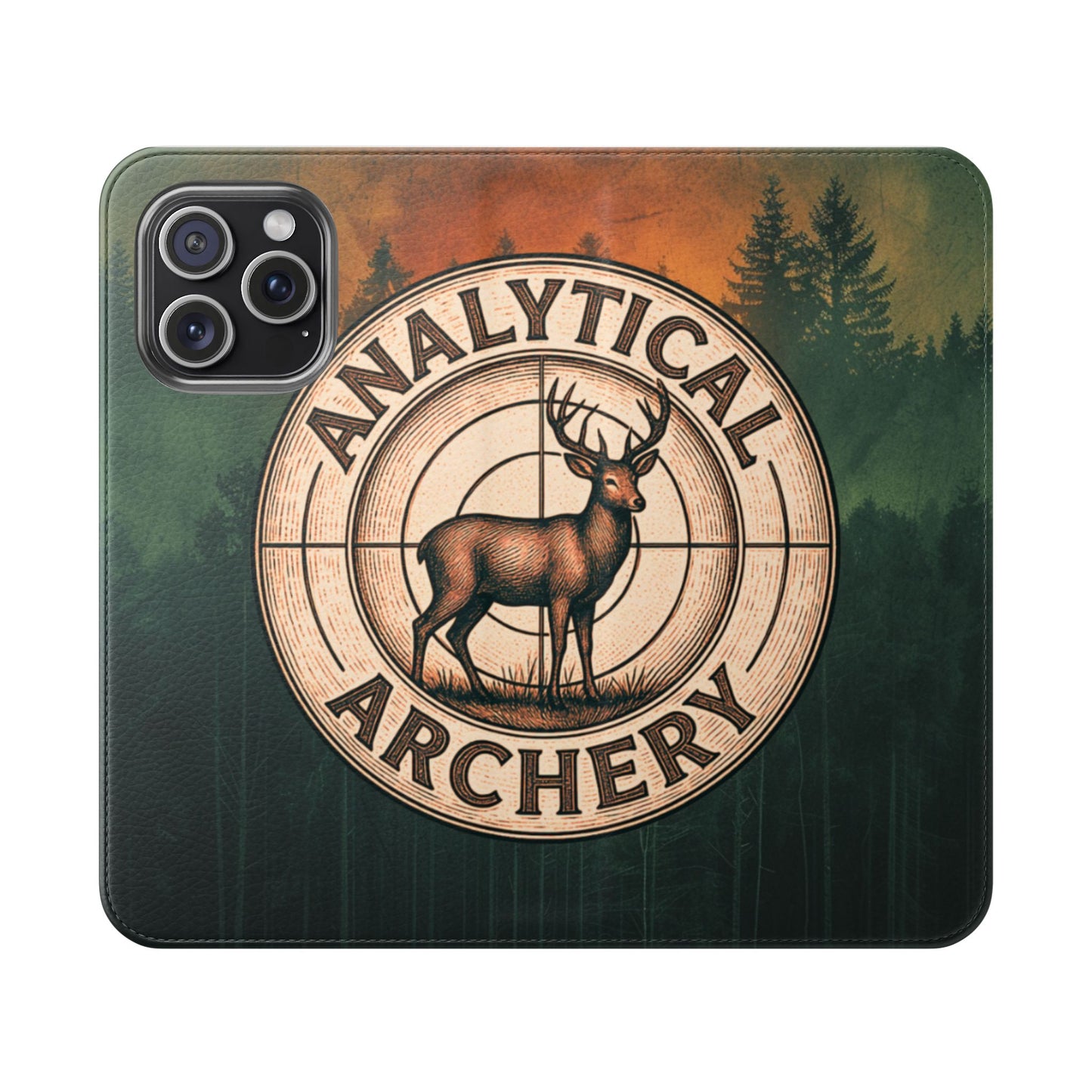 Analytical Archery Deer Phone Flip Case — Hunting Rustic Wallet Cover