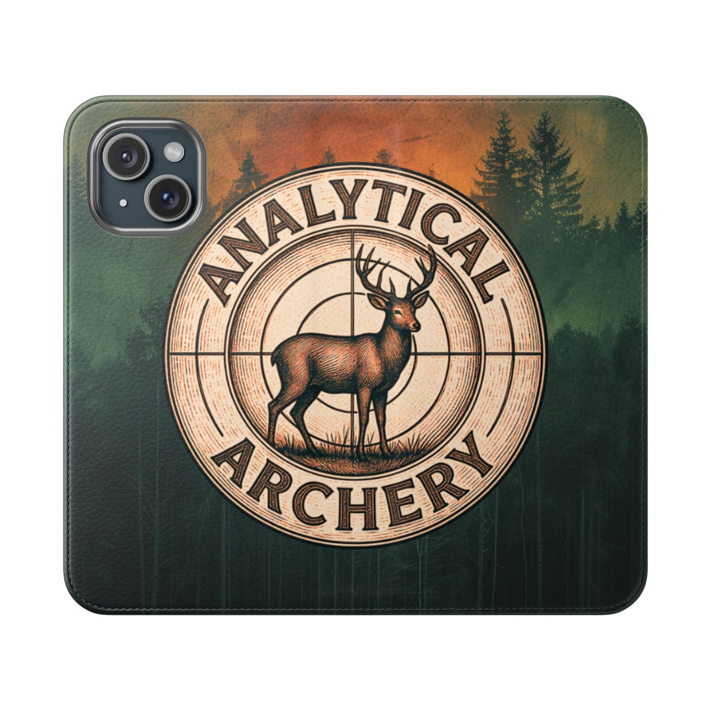Analytical Archery Deer Phone Flip Case — Hunting Rustic Wallet Cover