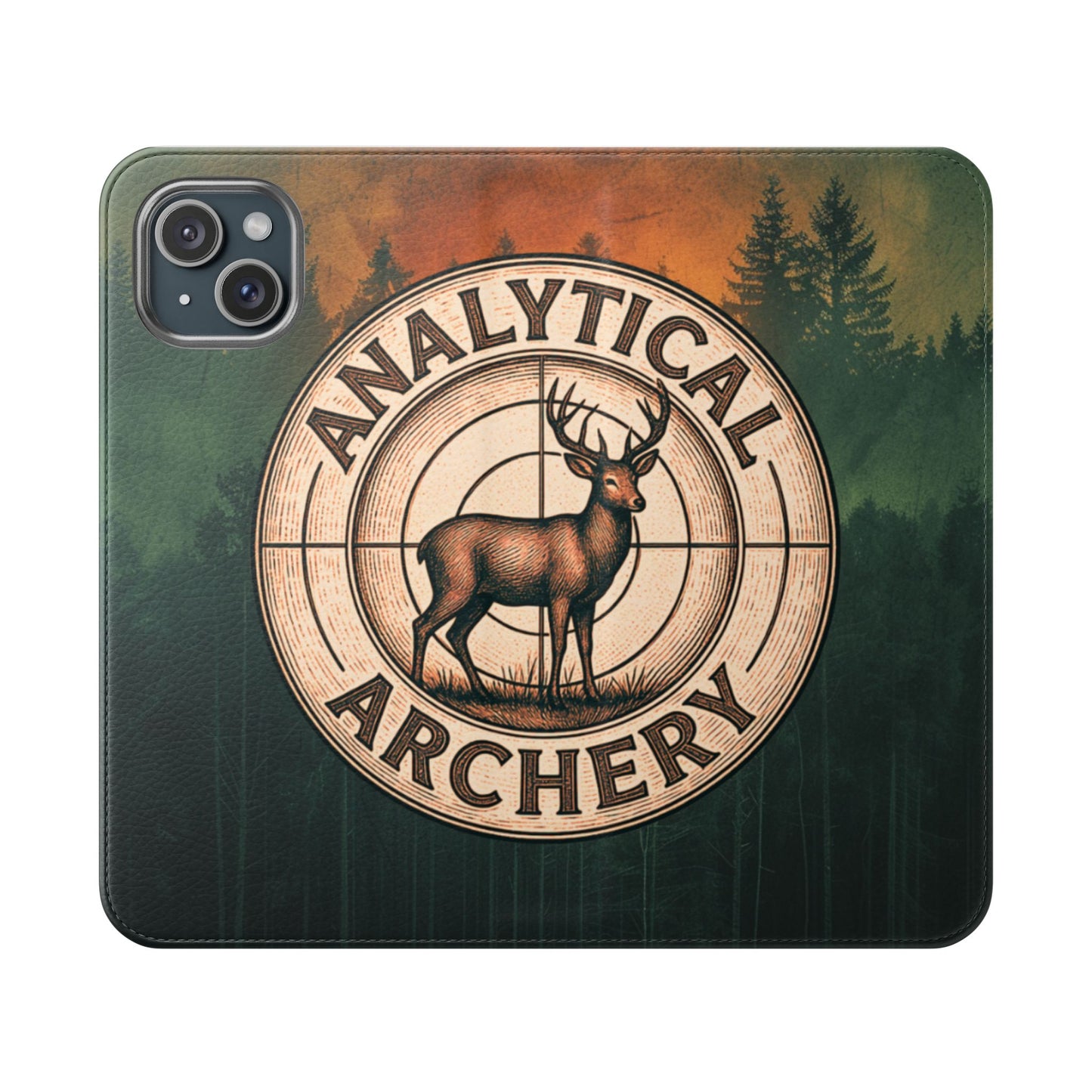 Analytical Archery Deer Phone Flip Case — Hunting Rustic Wallet Cover