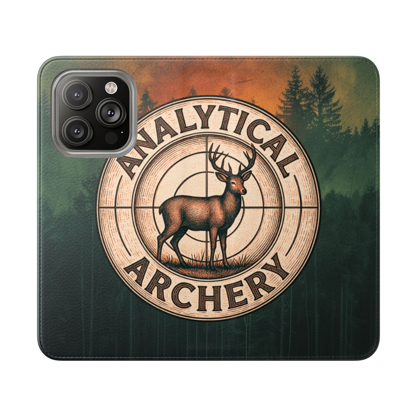 Analytical Archery Deer Phone Flip Case — Hunting Rustic Wallet Cover