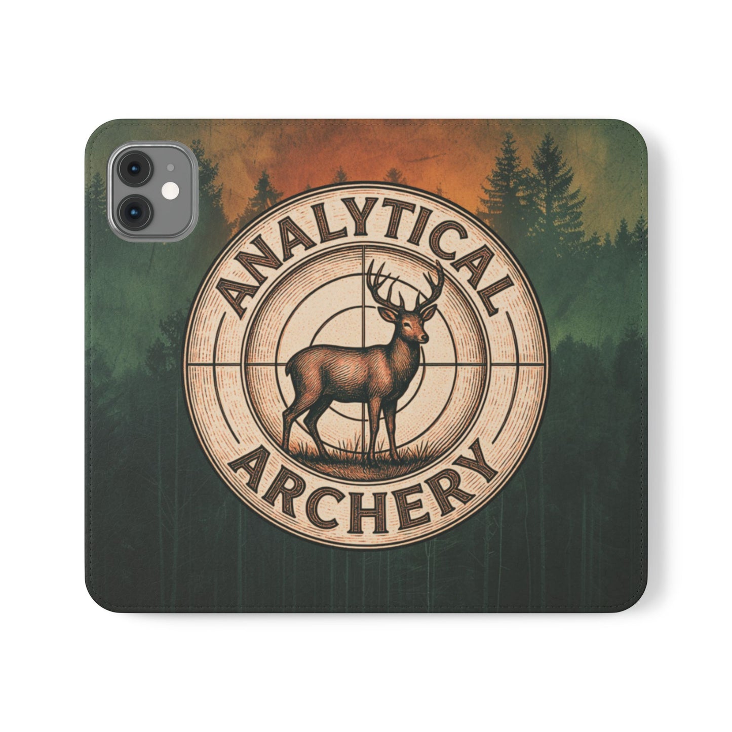Analytical Archery Deer Phone Flip Case — Hunting Rustic Wallet Cover