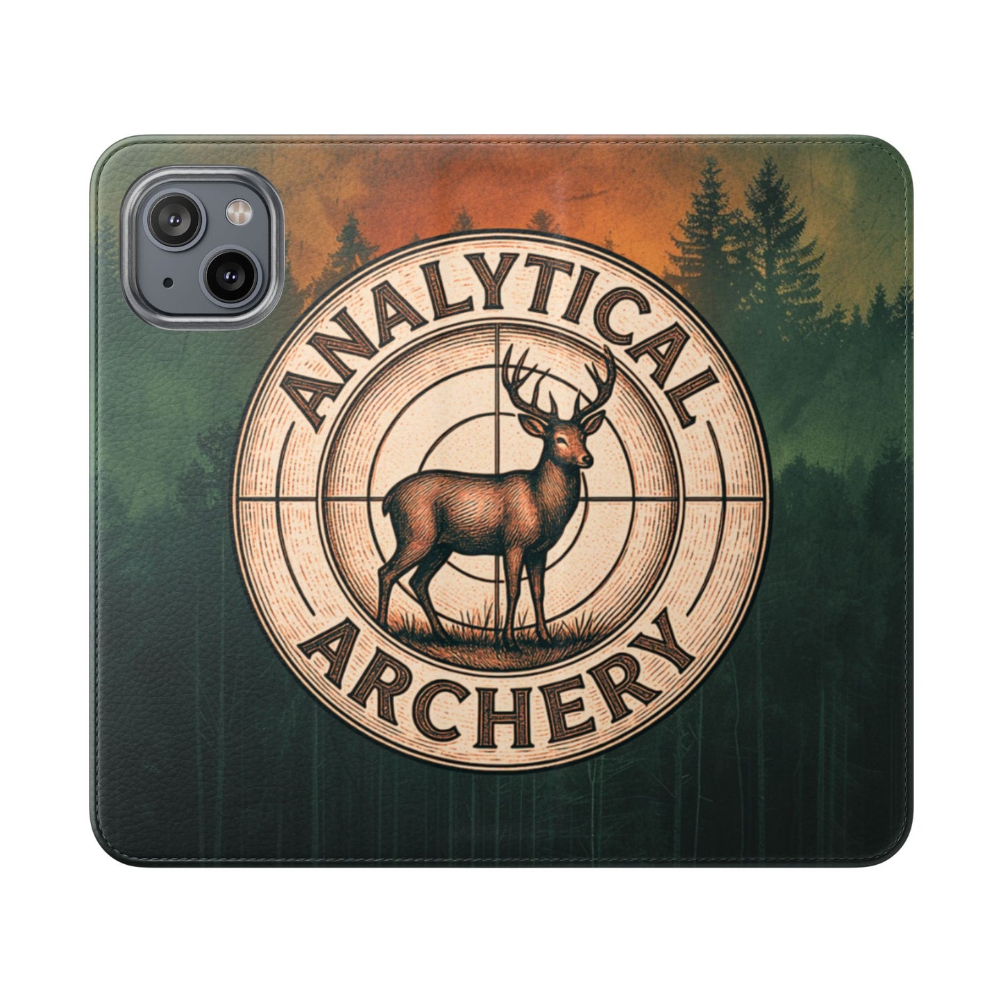 Analytical Archery Deer Phone Flip Case — Hunting Rustic Wallet Cover