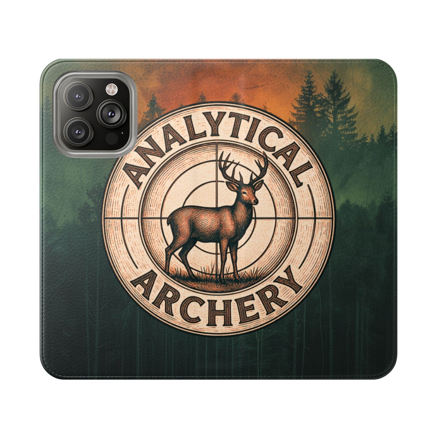 Analytical Archery Deer Phone Flip Case — Hunting Rustic Wallet Cover