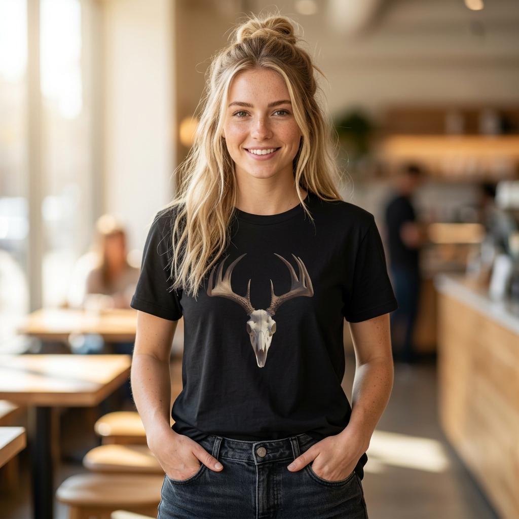 Deer Skull Archery T-Shirt — "Analytical Archer" Target Graphic