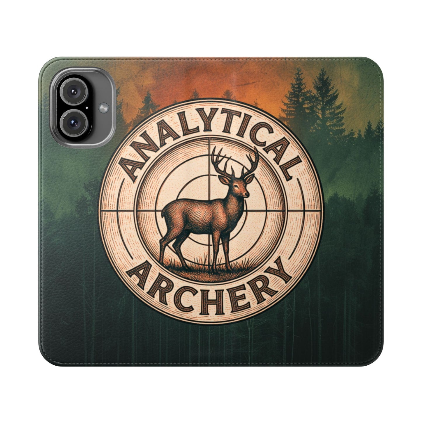 Analytical Archery Deer Phone Flip Case — Hunting Rustic Wallet Cover