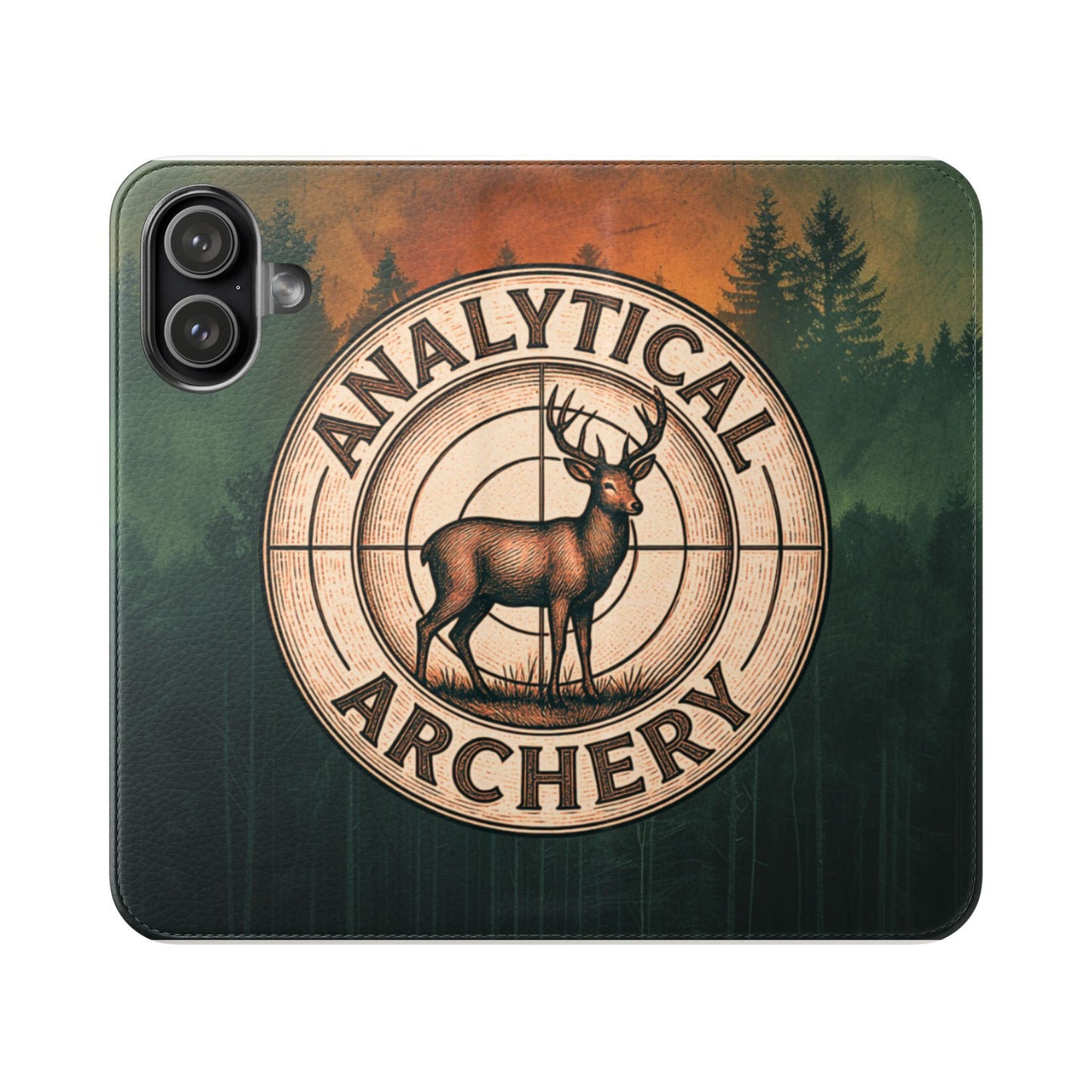 Analytical Archery Deer Phone Flip Case — Hunting Rustic Wallet Cover