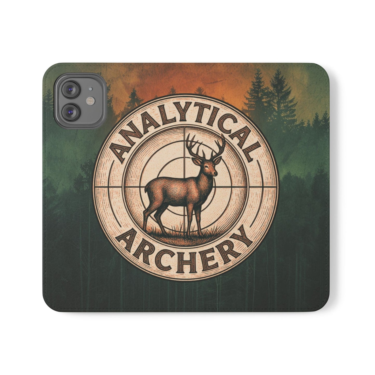Analytical Archery Deer Phone Flip Case — Hunting Rustic Wallet Cover