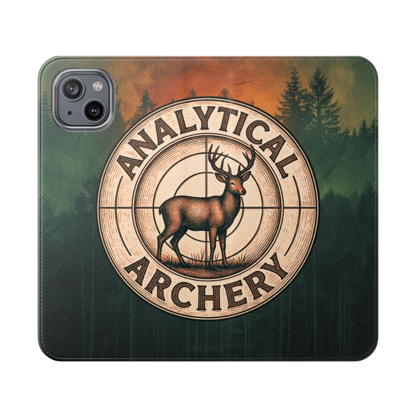 Analytical Archery Deer Phone Flip Case — Hunting Rustic Wallet Cover