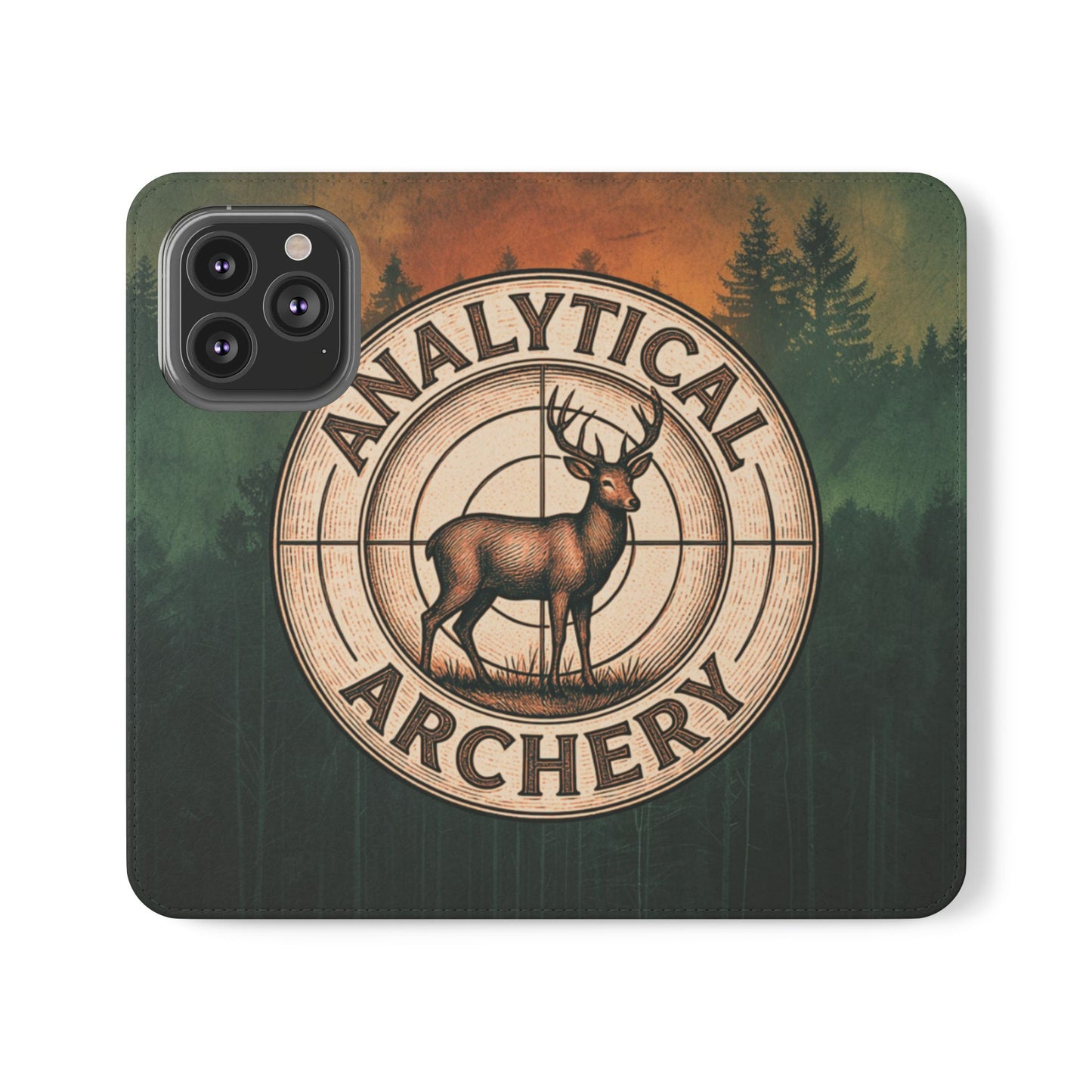 Analytical Archery Deer Phone Flip Case — Hunting Rustic Wallet Cover