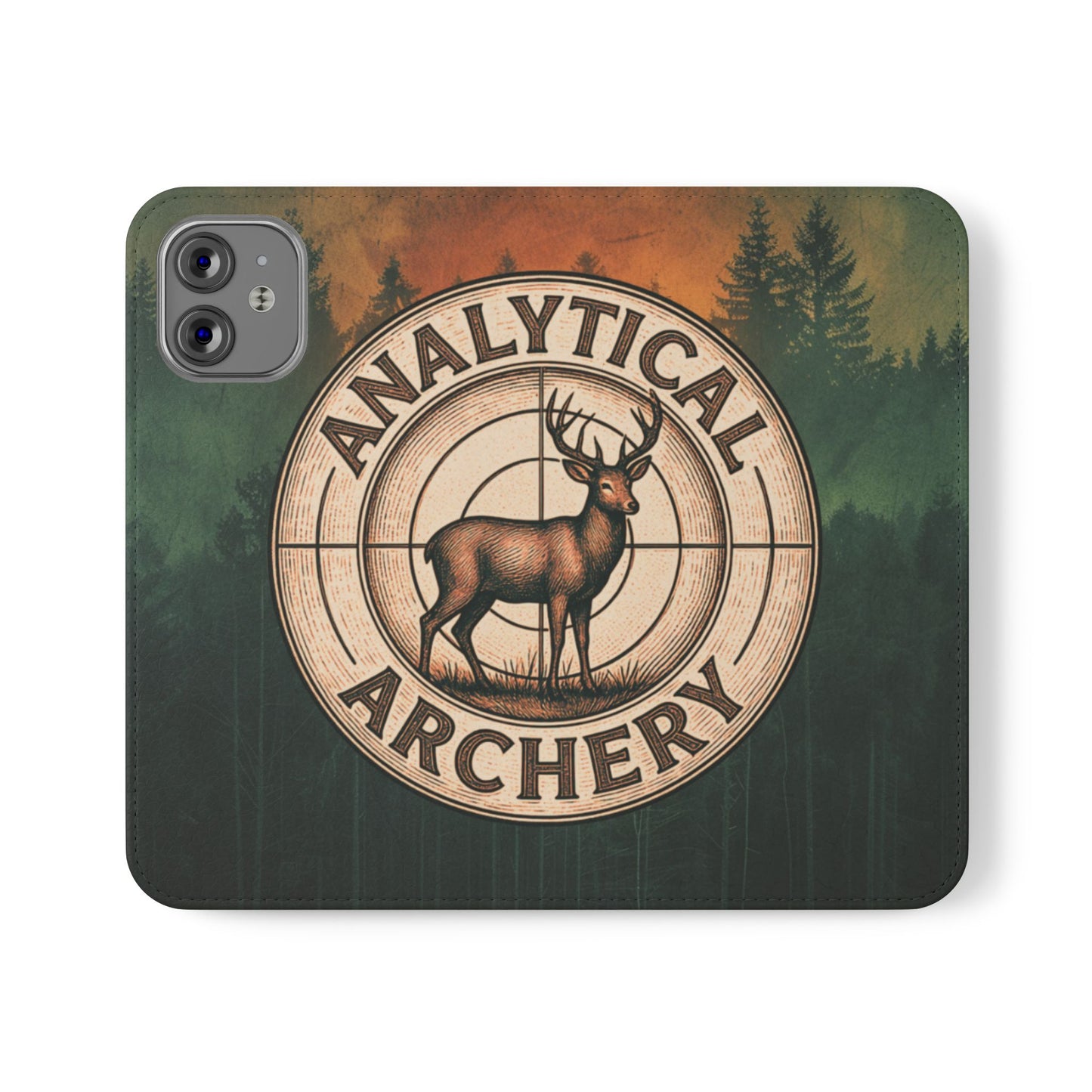Analytical Archery Deer Phone Flip Case — Hunting Rustic Wallet Cover