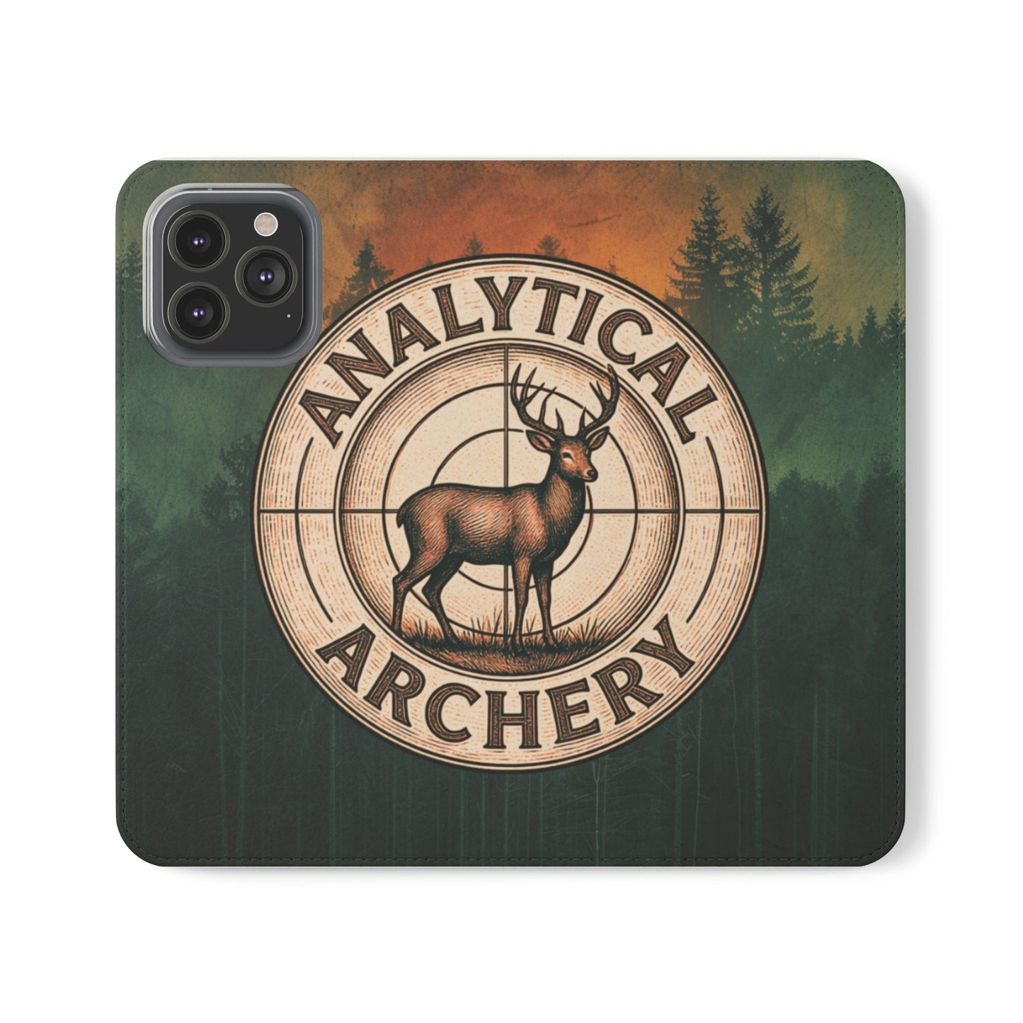 Analytical Archery Deer Phone Flip Case — Hunting Rustic Wallet Cover