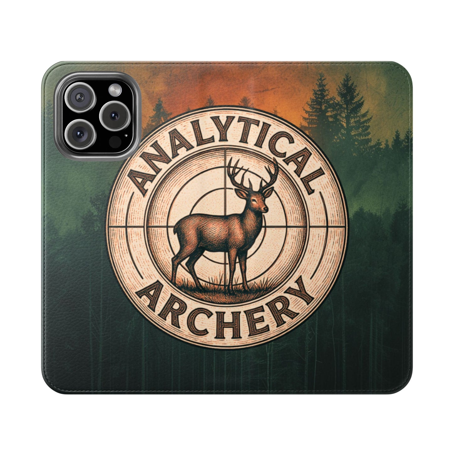 Analytical Archery Deer Phone Flip Case — Hunting Rustic Wallet Cover