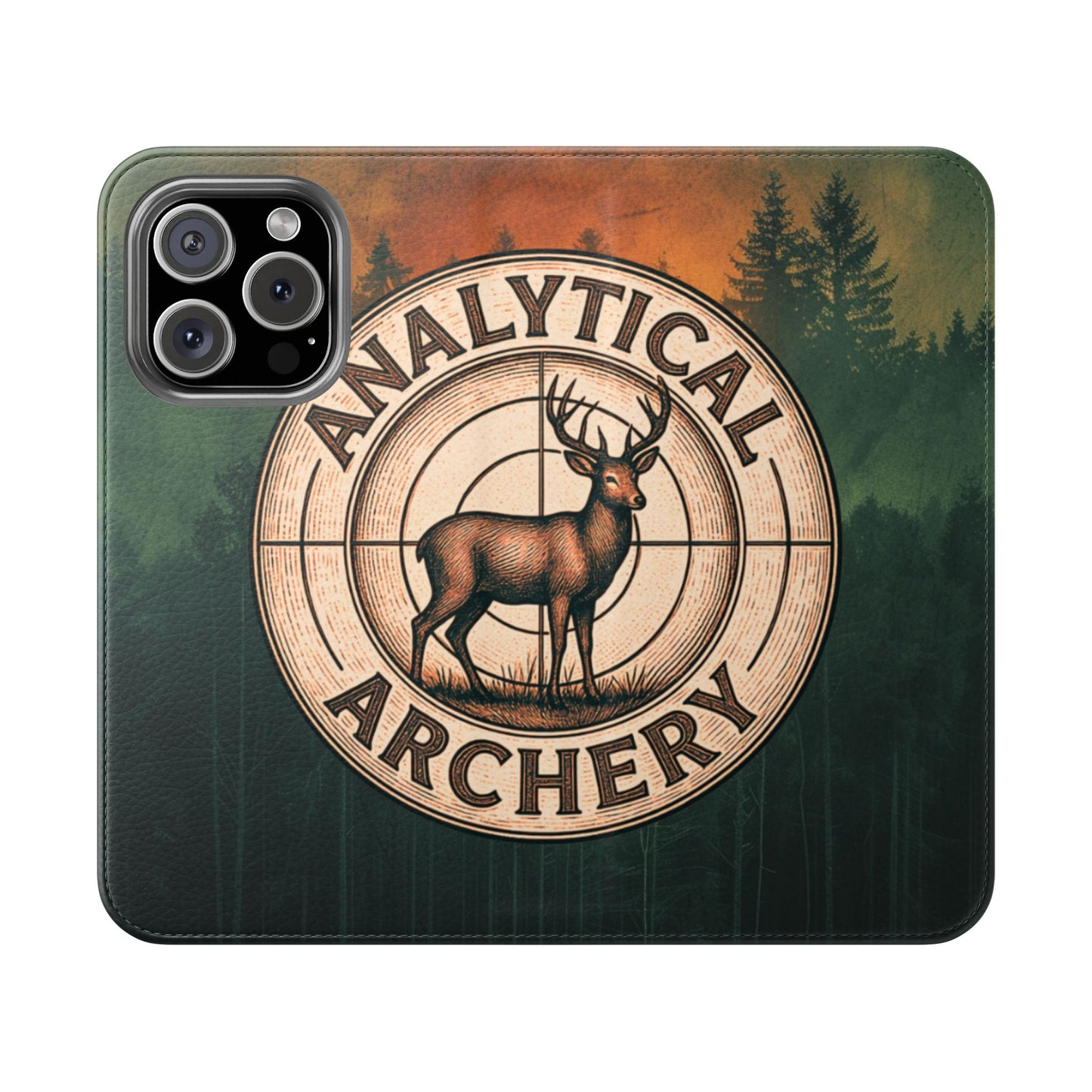 Analytical Archery Deer Phone Flip Case — Hunting Rustic Wallet Cover