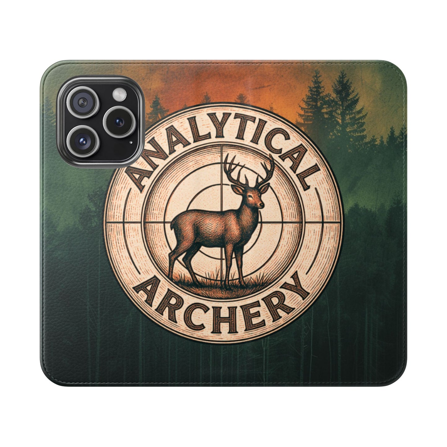 Analytical Archery Deer Phone Flip Case — Hunting Rustic Wallet Cover