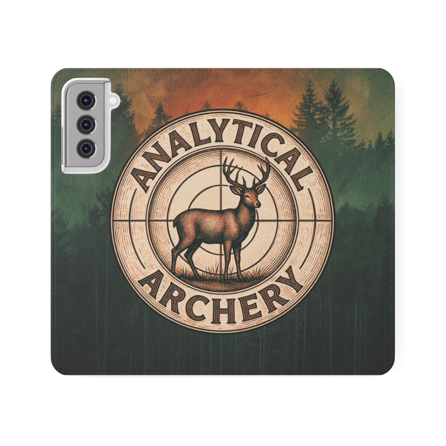 Analytical Archery Deer Phone Flip Case — Hunting Rustic Wallet Cover