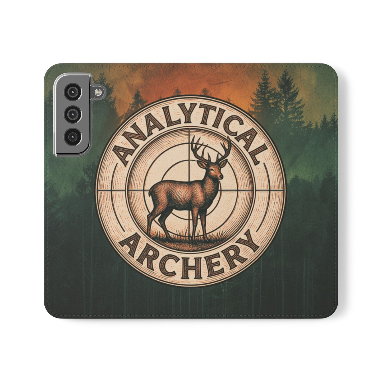 Analytical Archery Deer Phone Flip Case — Hunting Rustic Wallet Cover