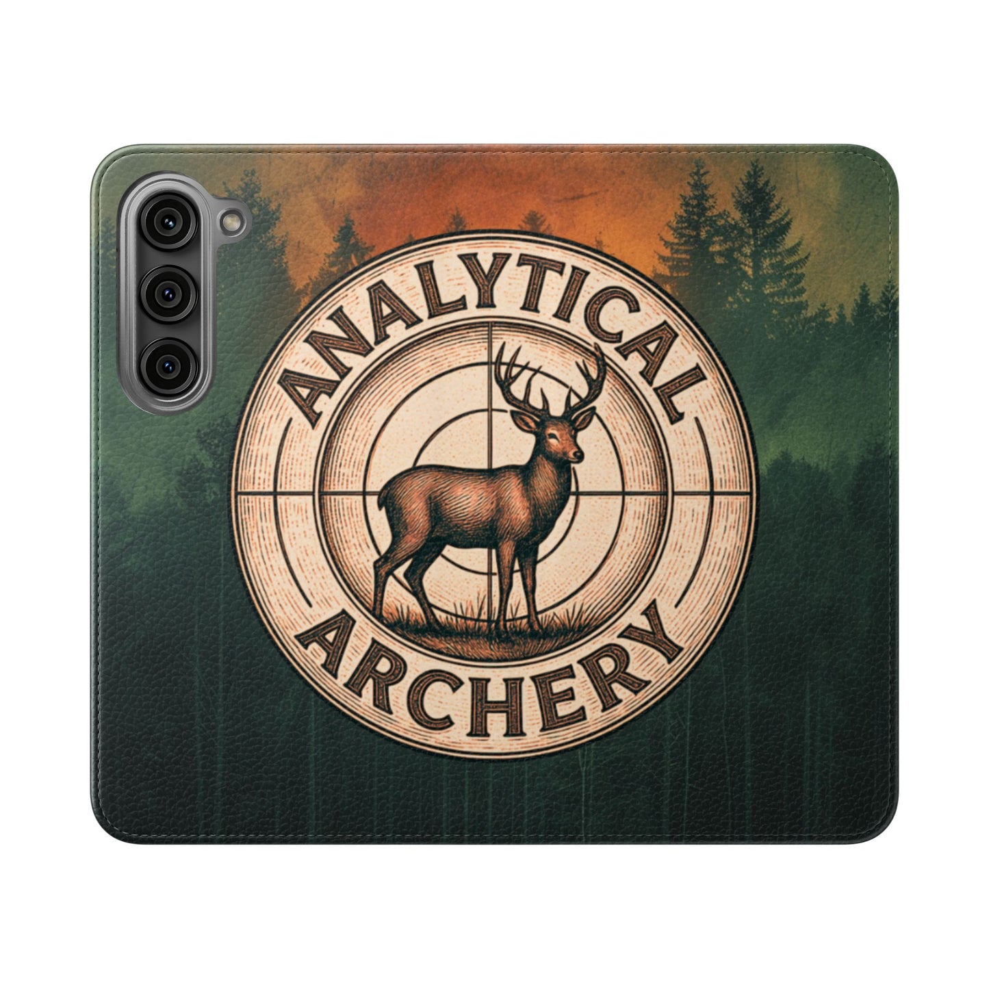 Analytical Archery Deer Phone Flip Case — Hunting Rustic Wallet Cover
